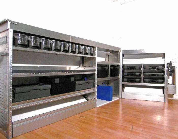 FES BERLIN gebrauchte ALUCA Fahrzeugeinrichtung Regal m. SORTIMO Koffer Custom T5 T6 Trafic