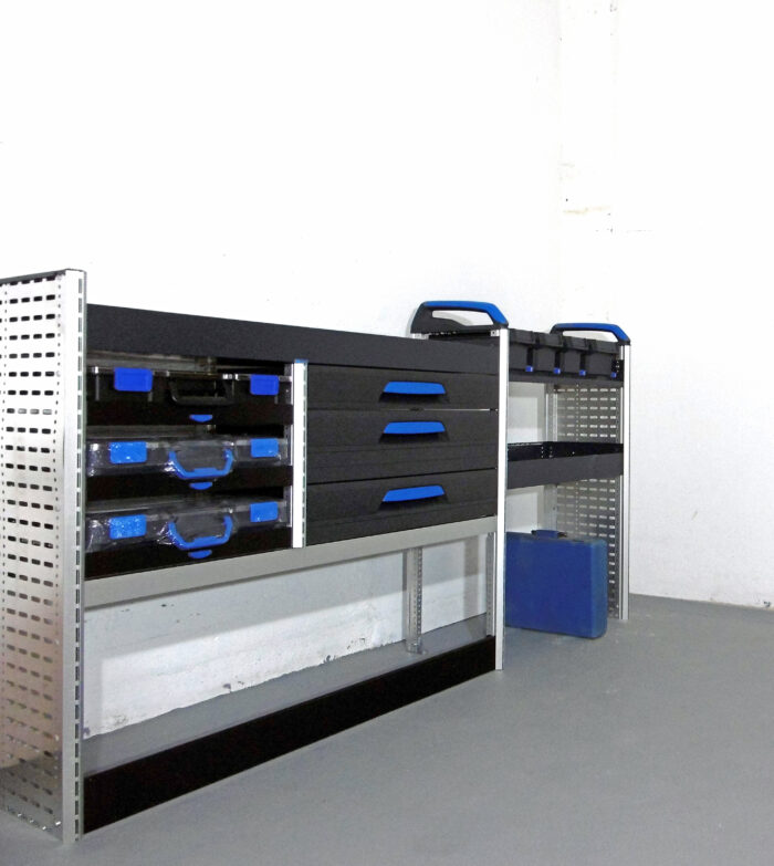 FES BERLIN gebrauchte SORTIMO Fahrzeugeinrichtung Regal Vito T6 Custom Vivaro Transporter Sortimentskoffer