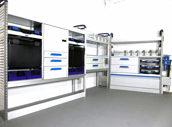 FES GmbH gebrauchte SORTIMO Fahrzeugeinrichtung Werkstatt Regalsystem Regal Ducato Sprinter Transit MAN Master Berlin Transporter