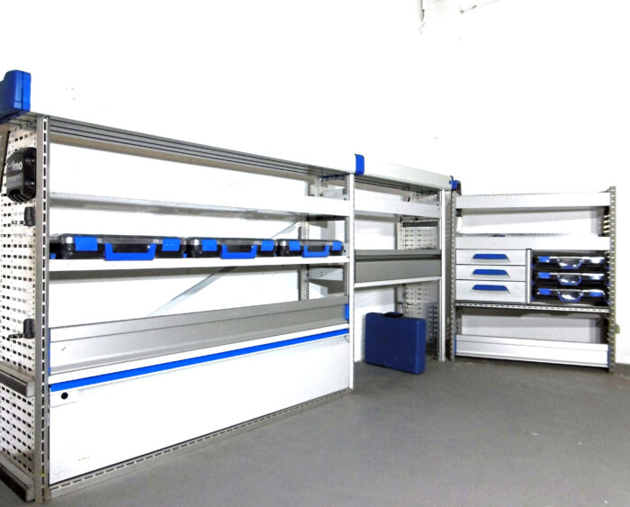 FES GmbH SORTIMO gebrauchte Fahrzeugeinrichtung Werkstatt Regal Regalsystem Vito Trafic T6 Custom VW Transporter Van Regal Berlin