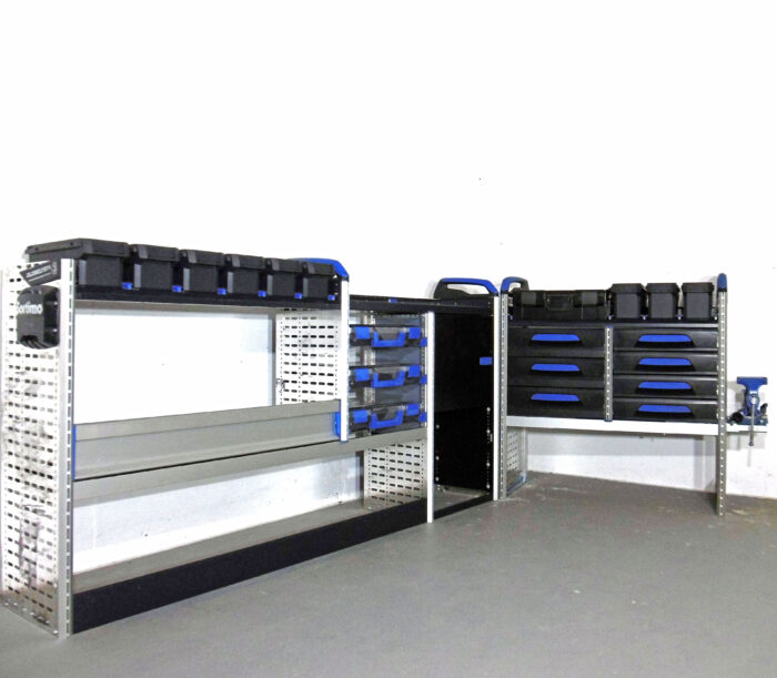 FES GmbH SORTIMO gebrauchte Fahrzeugeinrichtung Van Regal T6 Custom Trafic Vito Regalsystem Schraubstock VW Transporter Berlin