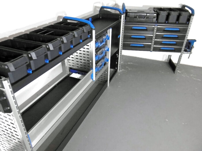 FES GmbH SORTIMO gebrauchte Fahrzeugeinrichtung Van Regal T6 Custom Trafic Vito Regalsystem Schraubstock VW Transporter Berlin – Bild 2