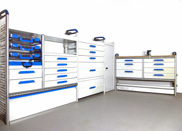 FES GmbH gebrauchte SORTIMO Fahrzeugeinrichtung Werkbank Regalsystem Regal Sprinter Transit MAN Master Berlin Transporter