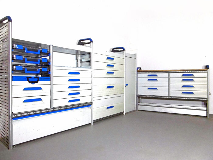 FES GmbH SORTIMO Fahrzeugeinrichtung gebraucht Werkbank Regalsystem Regal Sprinter Transit MAN Iveco Berlin Transporter
