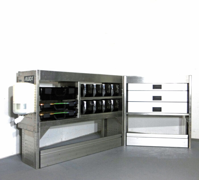 FES GmbH gebrauchte ALUCA Fahrzeugeinrichtung Regalsystem T-Boxx Koffer ...