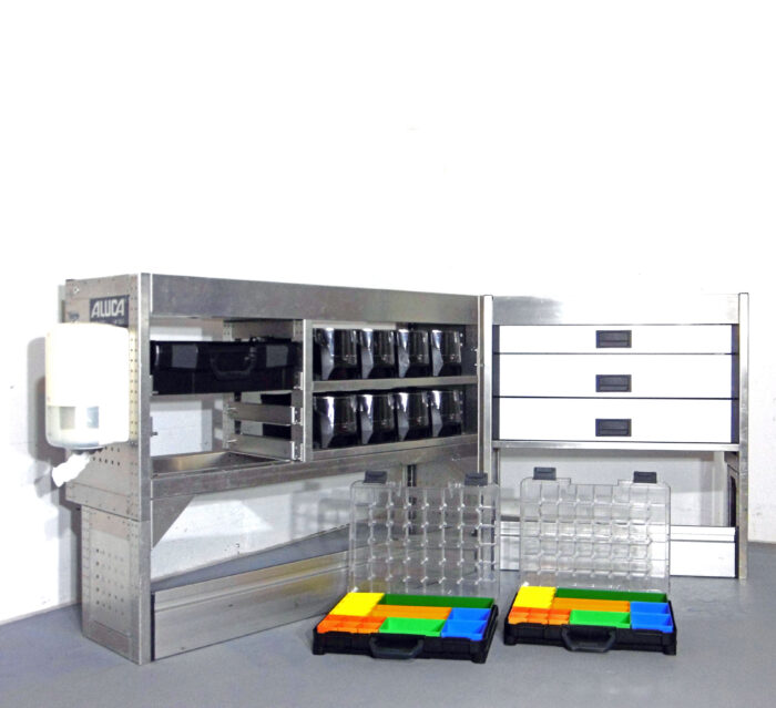 FES GmbH gebrauchte ALUCA Fahrzeugeinrichtung Regalsystem T-Boxx Koffer ...